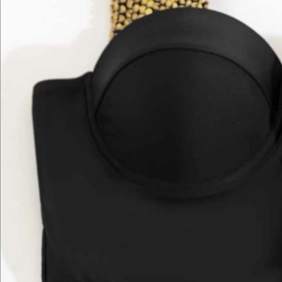 Boho black gold contrast trim one piece bikini - Picture 5 of 6